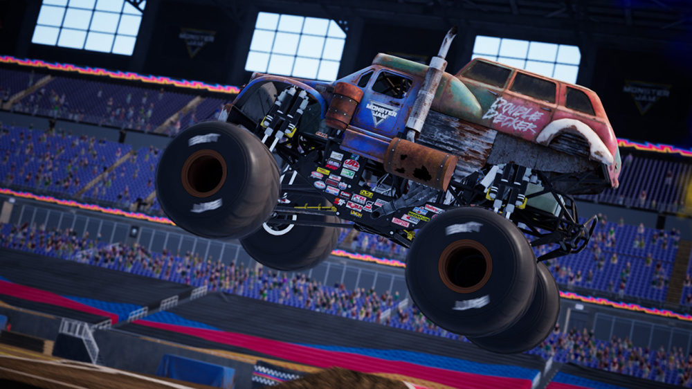 Monster truck champion in arena spotlight